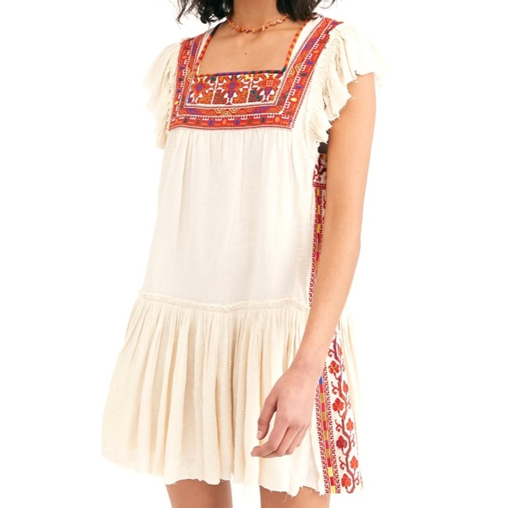 NWT Free People Day Glow Mini White Sand Dress. S - Picture 2 of 13